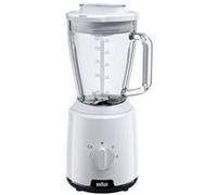 Braun Mélangeur PowerBlend 1 JB1050WH – 600 W, 2 vitesses, bol verre 1,5 l, broyeur glace – Blanc