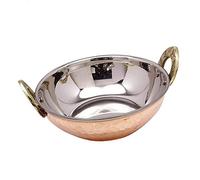 Bol multifonction à double paroi en cuivre et acier inoxydable pour karahi, parfait pour les aliments chauds et froids (15 cm, vente pour - 2)