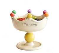 Bol-passoire 2-en-1 avec plateau d'égouttage amovible - grande capacité base stable surélevée déco élégante porte-fruits en plastique pour fruits snacks légumes et douceurs (Creamy White)