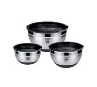 Bol patissier inox avec couvercle 24 cm base silicone Noir