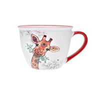 KIUB Bol timbale avec une anse - Motif girafe qui mange tranquillement - matière porcelaine - contenance 550ML