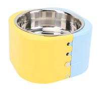 Bol pour Animaux de Compagnie 3 Niveaux, 11,2/14/16,5 Cm Hauteur Réglable Mangeoire en Acier Inoxydable Chat Chien Chiot Ustensile Alimentaire (Bleu et Jaune)