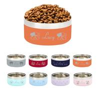 Bol pour Animaux Personnalisé avec Nom, Bol en Acier Inoxydable Gravée au Laser pour Chiens et Chats de Toutes Tailles, Base Antidérapante, Essentiel pour l'Alimentation (Orange)