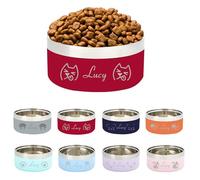 Bol pour Animaux Personnalisé avec Nom, Bol en Acier Inoxydable Gravée au Laser pour Chiens et Chats de Toutes Tailles, Base Antidérapante, Essentiel pour l'Alimentation (Rouge)