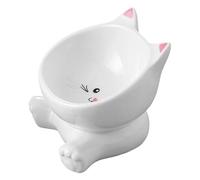 Bol pour Chat Surélevé en Céramique, Écuelle À Eau pour Chat en Forme d'oreille Animale, Plat Anti-Dérapant Réutilisable pour Chats, Accessoires Pratiques pour Usage Quotidien et Extérieur