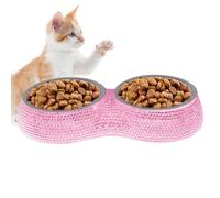 Bol pour Chien Blingbling - Bol à Eau Double pour Chien | Petit Chien Bols Bling Strass Bols pour Animaux de Compagnie en Acier Inoxydable Double mangeoire à Eau pour Chiots Chats