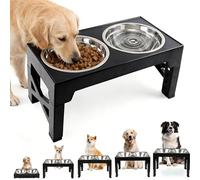 Bol pour Chien surélevé réglable en Hauteur avec 5 hauteurs Support de Bol pour Chien avec 2 Bols pour Chien Bol d'alimentation en Acier Inoxydable pour Grands, Moyens et Petits Chats et Chiens Noir