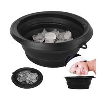 Bol pour le visage pour glace - Lavabo pliable en silicone à refroidissement rapide avec bac à glace intégré, accessoires de salle de bain, lavabo portable pour apaiser la peau, soulager les poches à