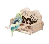 Bol pour Oiseaux,Double Réservoir Transparent pour Eau - Perches en Bois Anti-Éclaboussures pour Cages,pour Perruche Pigeon Animal Domestique Intérieur Extérieur Douche
