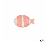 Bol Quid Kaleido corail en céramique poisson 14 x 9 x 3 cm (4 pièces)