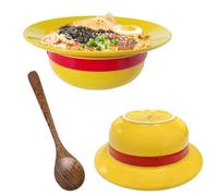 Bol Ramen Chapeau de Paille, Bol Ramen Chapeau Luffy One Piece, 500Ml Bol Ceramique Chapeau Luffy, Poke Bowl avec Cuillere, pour Ramen, Salade, Céréales, Soupe, Cadeau D'anniversaire pour Fans