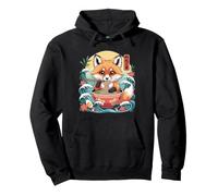 Bol Ramen Mangeant Un Renard Mignon avec Vagues japonaises Sweat à Capuche