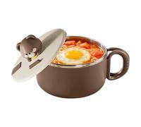 Bol Ramens En Acier Inoxydable De 1200 Ml Avec Couvercle, Égouttable, Portable Et Mignon Convient Pour La Soupe, Les Nouilles, Les Boulettes De Viande Et La Salade. Idéal Pour La Maison/bureau/école/c