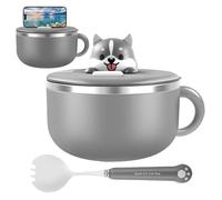 Bol Ramens portable - Acier inoxydable 1200 ml, isolé, avec fourchette | Pour nouilles, cuisine, camping, plein air, résidence universitaire, trépied, cuisinière, voyage, support en aluminium.