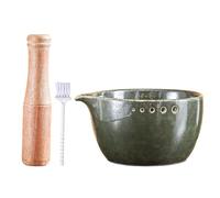 Bol râpe à ail en céramique 2 en 1 | et de style japonais avec séparateur d'herbes | Comprend moulin et brosse | Outil de préparation des aliments pour l'ail, les herbes, le chocolat