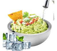 Bol réfrigérant - Grande capacité de 992,2 g - Bol de service glacé en acier inoxydable - Plat isotherme pour garder la salsa, le guacamole, les condiments, les sauces, la salade et les aliments