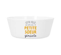 Bol Repas Bébé et Enfant Plastique - Cette Fille est une Petite Soeur Géniale Géniale Famille - Vaisselle Incassable pour Purée, Soupe, Céréales ou Goûter Compatible Micro-ondes Imprimé en France