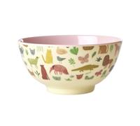 Bol Rice - Taille moyenne - Motif jungle rose - Vaisselle en mélamine - Vaisselle pour enfants - Camping - BBQ - Pique-nique - Incassable - Sans BPA - Réutilisable - 700 ml