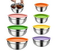 Bol saladier en acier inoxydable,Antidérapant, Compatible Lave-Vaisselle, Fermeture Hermétique | Bols de préparation pour salades - pour sauces, céréales, snacks, œufs, assaisonnements, légumes,