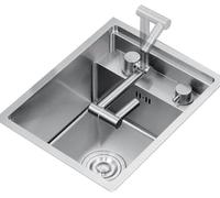 Bol Simple Bar en Acier Inoxydable Cuisine Invisible Cuisine cachée de Bol Single Mini-Bassin à Plat Petit évier avec Couvercle, Robinet Pliant