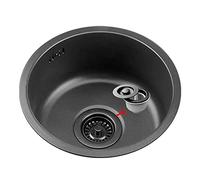 Bol Simple Évier Noir Rond 30/35/42 Cm Évier De Cuisine en Acier Inoxydable 304 Évier De Cuisine en Acier Inoxydable (Color : Black, Size : 42cm|16.5inches)