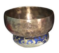 Bol sonore de méditation chantant tibétain, bol décoratif de guérison fait main avec son de Bouddha(21CM)