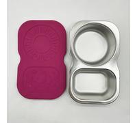 Bol, support d'assiette en acier inoxydable à double grille - Porte-frites réutilisable pour condiments pour barbecue, pique-nique, 14 x 8,5 cm (rouge)