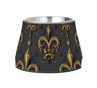 Bol surélevé en acier inoxydable antidérapant pour chiens, chats, lapins, oiseaux - Motif fleur de lis - Pour manger lentement