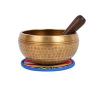 Bol tibétain à pied martelé à la main avec poche ethnique correspondante. Pour la relaxation, la guérison et la vigilance (Ham-Medium) (B41)