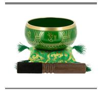 Bol tibétain avec symboles vert 13,5 cm