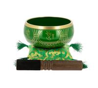 Bol tibétain avec symboles vert 13,5 cm