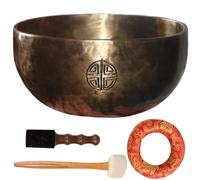 Bol tibétain, ensemble de bols chantants tibétains ronds en cuivre de 6 pouces avec maillet et coussin pour la méditation, la pleine conscience, le yoga, les chakras et plus encore