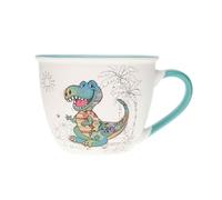 KIUB Bol timbale avec une anse - Motif dinosaure gentil- matière porcelaine fine - contenance 550ML