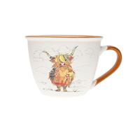 KIUB Bol timbale avec une anse - Motif vache écossaise- matière porcelaine fine - contenance 550ML