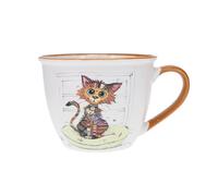 KIUB Bol timbale avec une anse - Motif chat marron stylisé- matière porcelaine fine - contenance 550ML