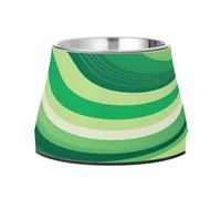 Bol vert en forme de vague d'art abstrait pour chiens et chats en acier inoxydable amélioré pour aimer les animaux de compagnie moustaches et la fatigue