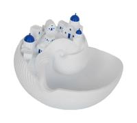 Bol vide-poche Santorini, plateau coquillage avec miniature d'architecture grecque pour clés et bijoux, coupelle décorative pour entrée et commode, déco maison méditerranéenne, cadeau de crémaillère