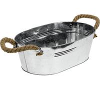 Bol zinc ovale 35x21,5x11,5cm avec poignées en corde Décoration jardin