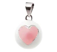 Bola Bijou de Grossesse, Blanc à Cœur Rose, 1 Unité