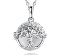 Bola Grossesse,Pendentif Bola De Grossesse Plaqué Argent Arbre De Vie Bijoux Cadeau Femme Enceinte/Future Mamans,Deux Chaînes 76 114 Cm