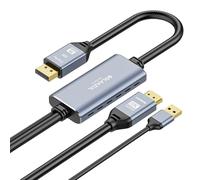 BolAAzuL Câble adaptateur HDMI 2.1 vers DisplayPort unidirectionnel, 6.6 pieds, noir, pour Console de jeu, Ordinateur, Ordinateur portable, Moniteur