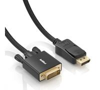 BolAAzuL Cable DisplayPort vers DVI-D Plaqué Or Cable DP vers DVI Nylon Tressé Adaptateur Mâle vers Mâle Single-Link 1080P Cordon Ultra-court DP to DV I-D pour Ordinateur Bureau PC Projecteur 0,5M