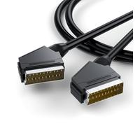 BolAAzuL Câble péritel RVB 21 broches 1,5 m - Câble péritel RVB vers péritel avec prise mâle vers mâle - Transmission bidirectionnelle - Noir - Entièrement câblé - Pour TV, enregistreur, lecteur DVD