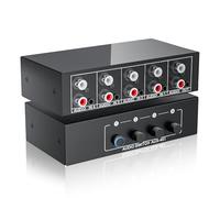 BolAAzuL Commutateur Audio Stéréo RCA Bidirectionnel 4 Entrées 1 Sortie/1 Entrée 4 Sorties, Répartiteur Audio Stéréo 3.5mm Aux + RCA L/R, sans Alimentation Nécessaire, Boîte de Sélection Audio Passif