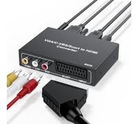 BolAAzuL Convertisseur VGA + C-VBS + péritel vers HDMI - Convertisseur composite AV vers HDMI 1080p