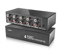 BolAAzuL Répartiteur audio stéréo 3,5 mm 1 entrée 4 sorties 4 canaux 4 canaux pour lecteur DVD, console de jeu, casque, haut-parleur - avec alimentation