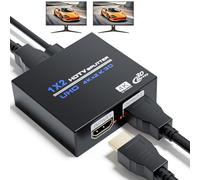 BolAAzuL Répartiteur HDMI 1 Entrée 2 Sorties 4K 30Hz 3D 1080P, Splitter 1x2 Switch 1 Source Vers 2 Écrans Miroir/Duplicata, pour Xbox PS3 PS4 Fire Stick Roku Blu-Ray HDTV