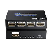 BolAAzuL Splitter HDMI 1 Entrée 4 Sortie Répartiteur 4K 30Hz 1080P Switch Hub Boîtier de Distribution Multiports Ecrans Miroir/Duplicata pour Xbox PS3/4 Fire Stick Blu-Ray HDTV