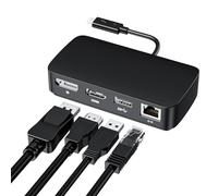 BolAAzuL Thunderbolt Station d'accueil double écran, hub 4K 60 Hz, hub MST 4 en 1 avec câble intégré, DisplayPort 1.2, HDMI 2.0, RJ45, USB 3.0