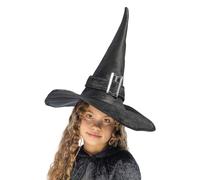 Boland 00157 - Chapeau de sorcière Kendra, pour enfants, noir, boucle argentée, costume, accessoire, carnaval, soirée à thème, soirée costumée